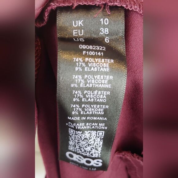 ASOS DESIGN Tall Tailored High Waist Balloon Pant Sz 6 Oxblood - Picture 12 of 14